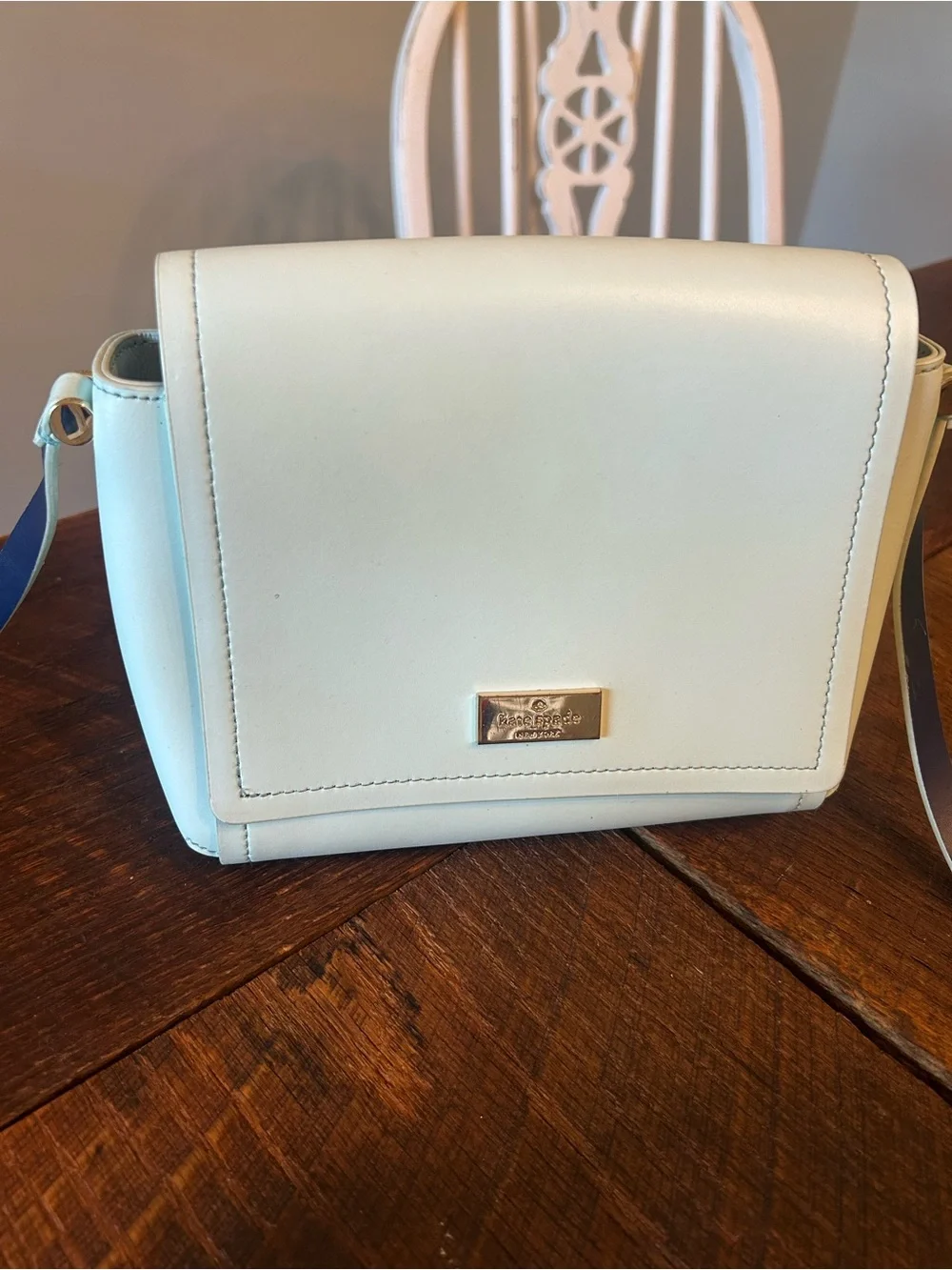 Kate Spade Leather Crossbody with Gold Logo Plate - mint green